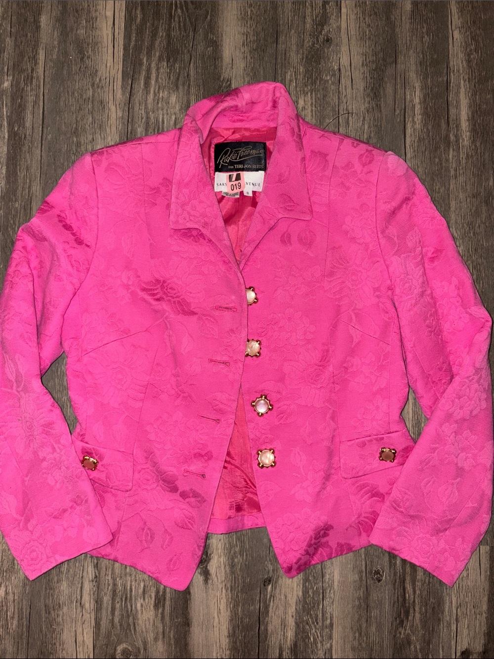 90s Vintage saks 5th ave - Rickie Freeman for Teri John pink blazer - size 8